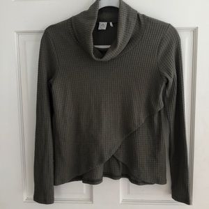 Paper Crane Army Green Cowl Neck Long Sleeve